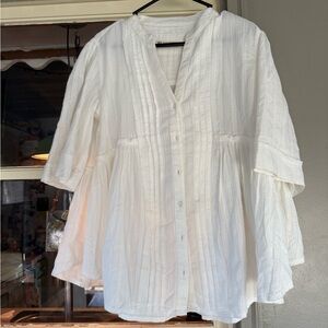 We The Free White Button-Up Blouse
